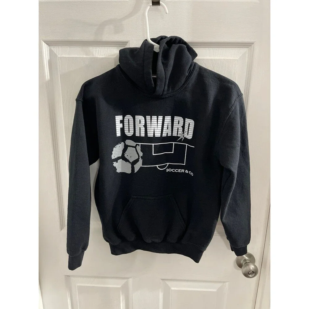 Gildan “Forward Soccer & Co” Sweatshirt Hoodie Black Size L Youth